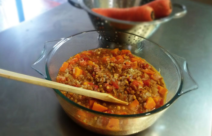 Lentejas con arroz de konjac y verduras – 270kcal