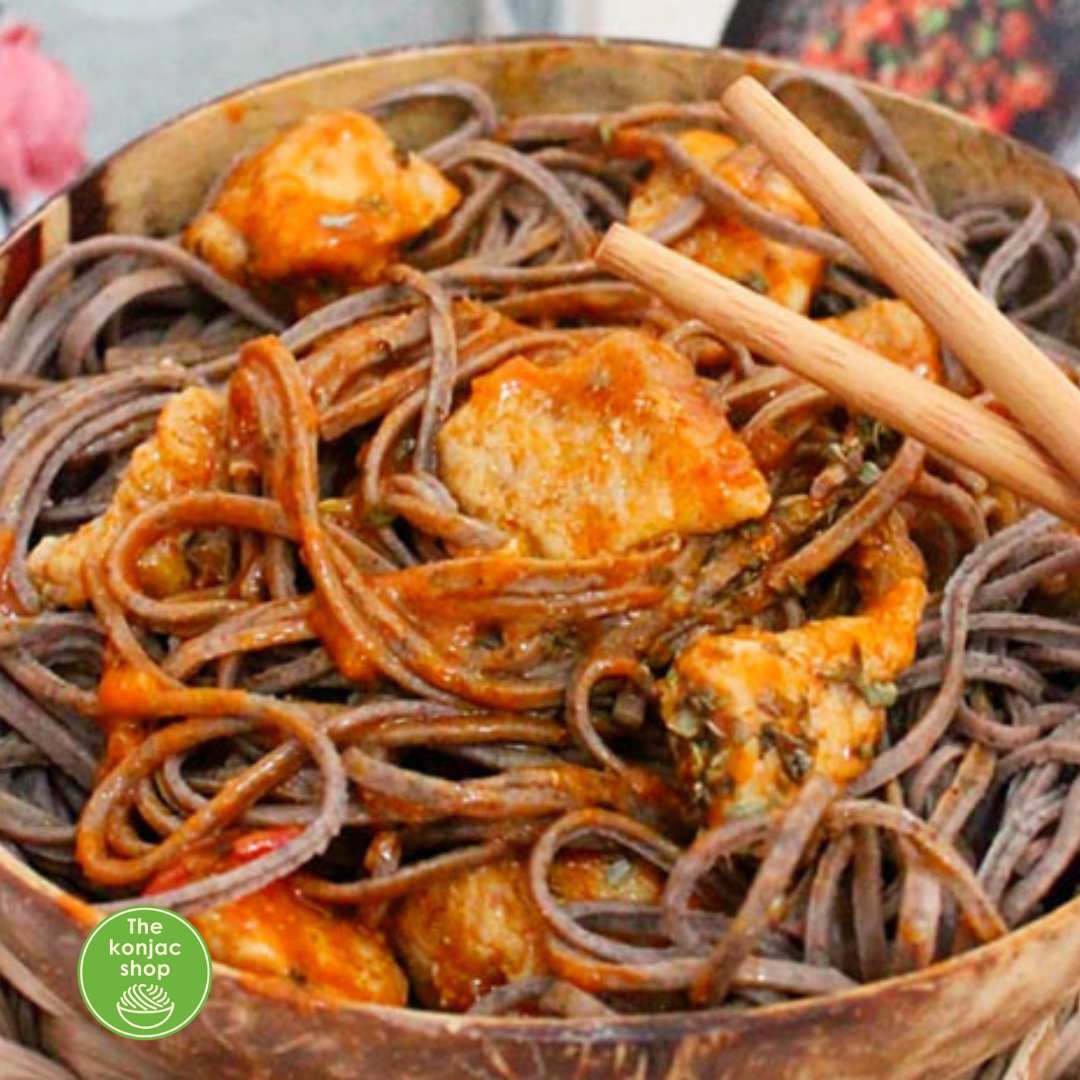 Fideos de Judía Negra con lomo y salsa Tikka Masala